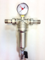 Фильтр  TIEMME 1/2" промывной с манометром для тонкой очистки воды  (3130001 Италия)