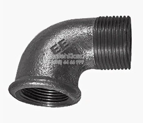 Угольник чугунный 1/2" гайка-штуцер черный (15 мм) Угольник чугунный 1/2" гайка-штуцер черный (15 мм)