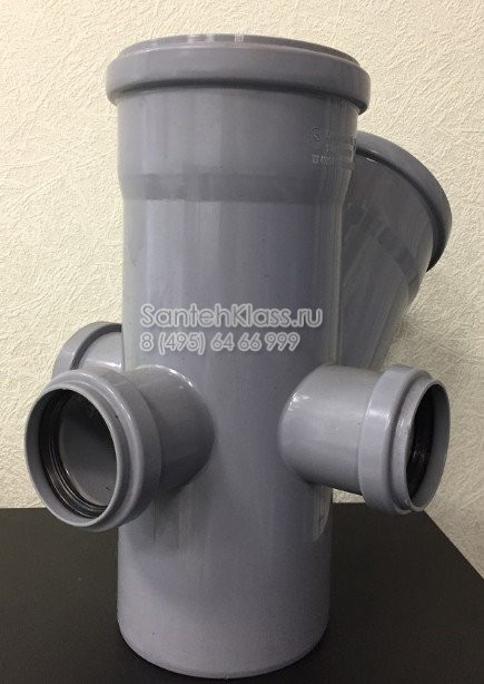 Крестовина четырехплоскостная канализационная 110 х 110 х 45° х 50 х 50 х 50 мм (ПВХ шестерник)