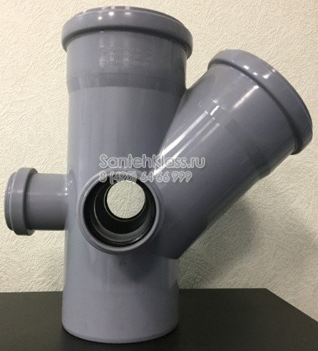 Крестовина четырехплоскостная канализационная 110 х 110 х 45° х 50 х 50 х 50 мм (ПВХ шестерник)